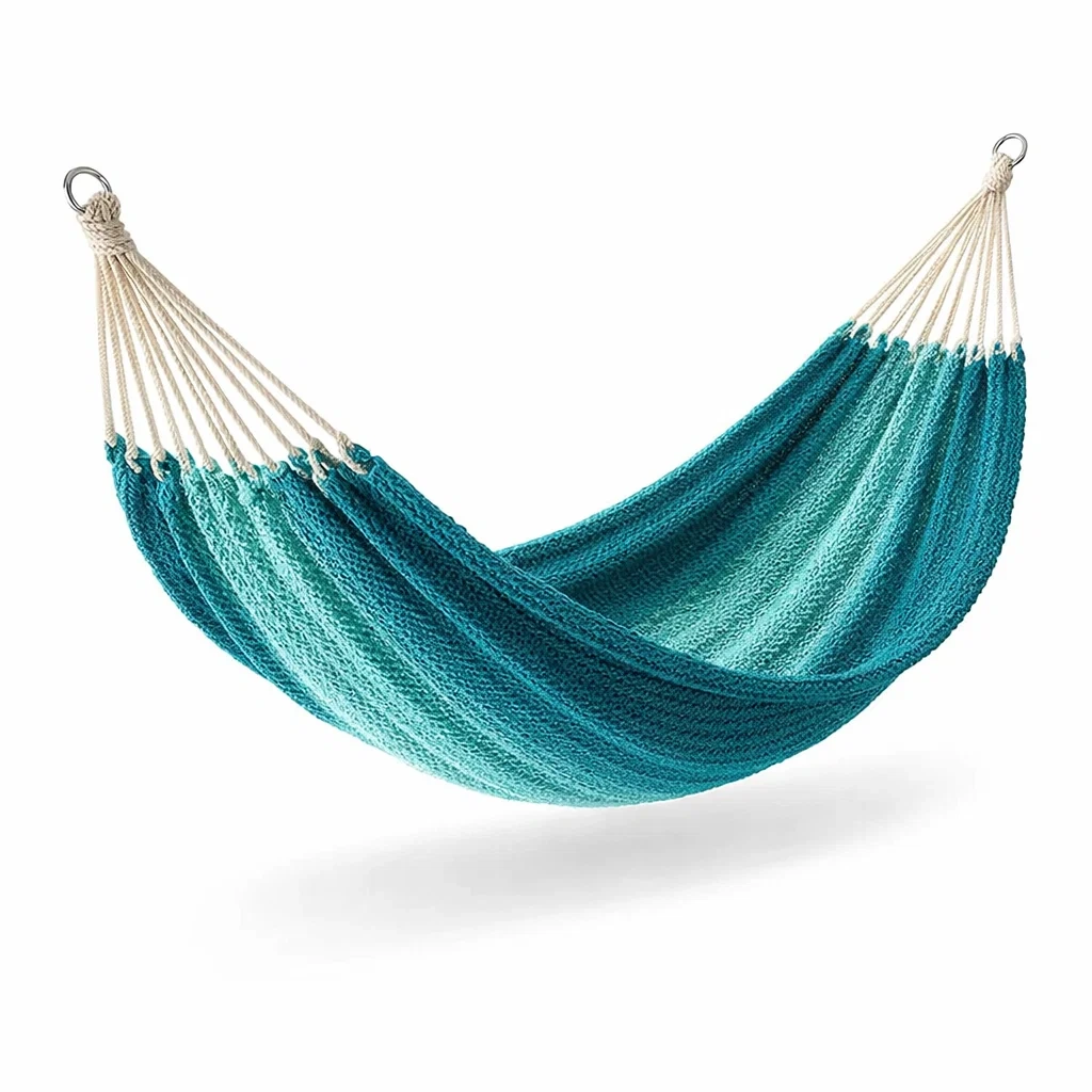 Amaca in cotone intrecciato blu e turchese-CHICLIVINGVIBES