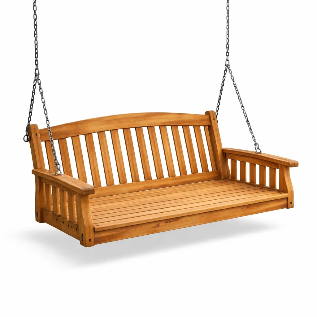 Altalena da veranda in legno di acacia-CHICLIVINGVIBES