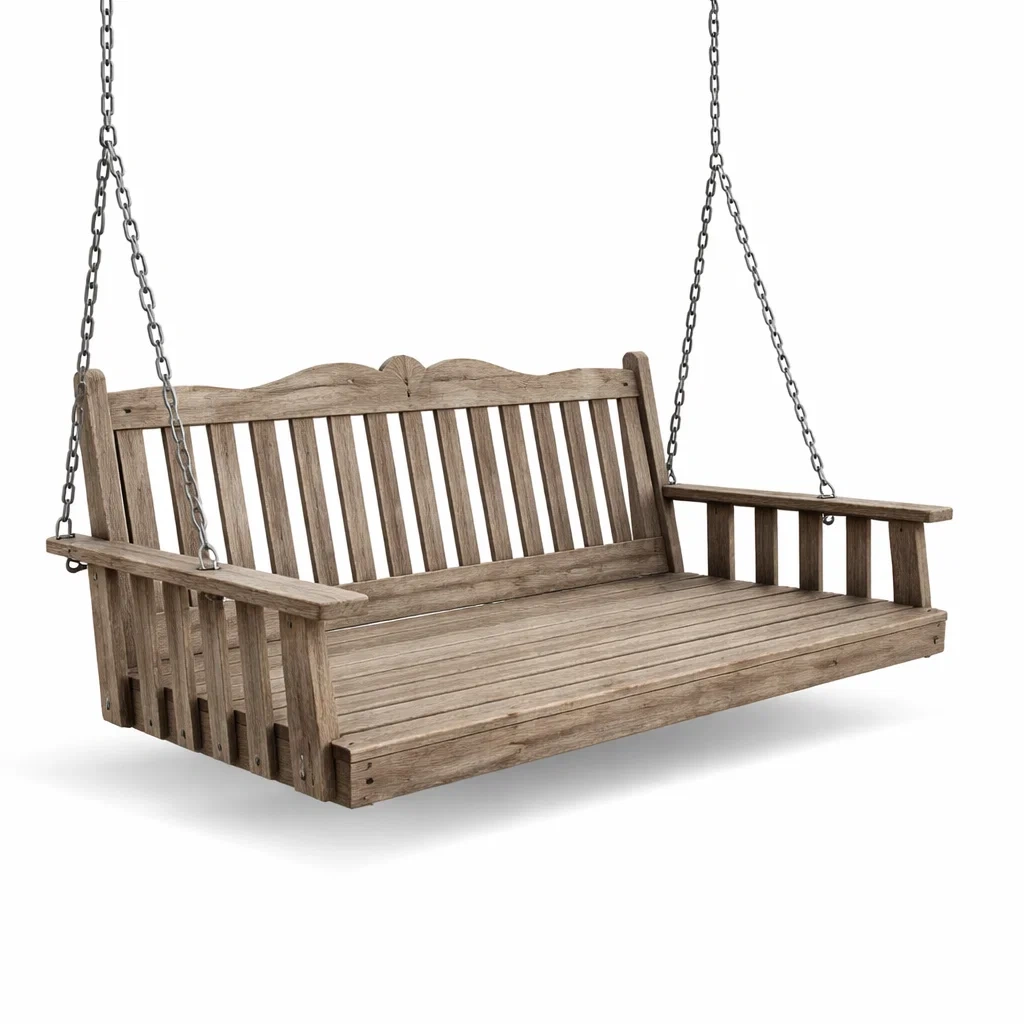 Altalena da veranda in legno marrone-CHICLIVINGVIBES