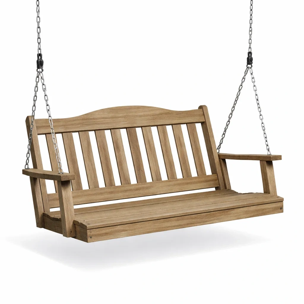 Altalena da veranda in legno con catene-CHICLIVINGVIBES