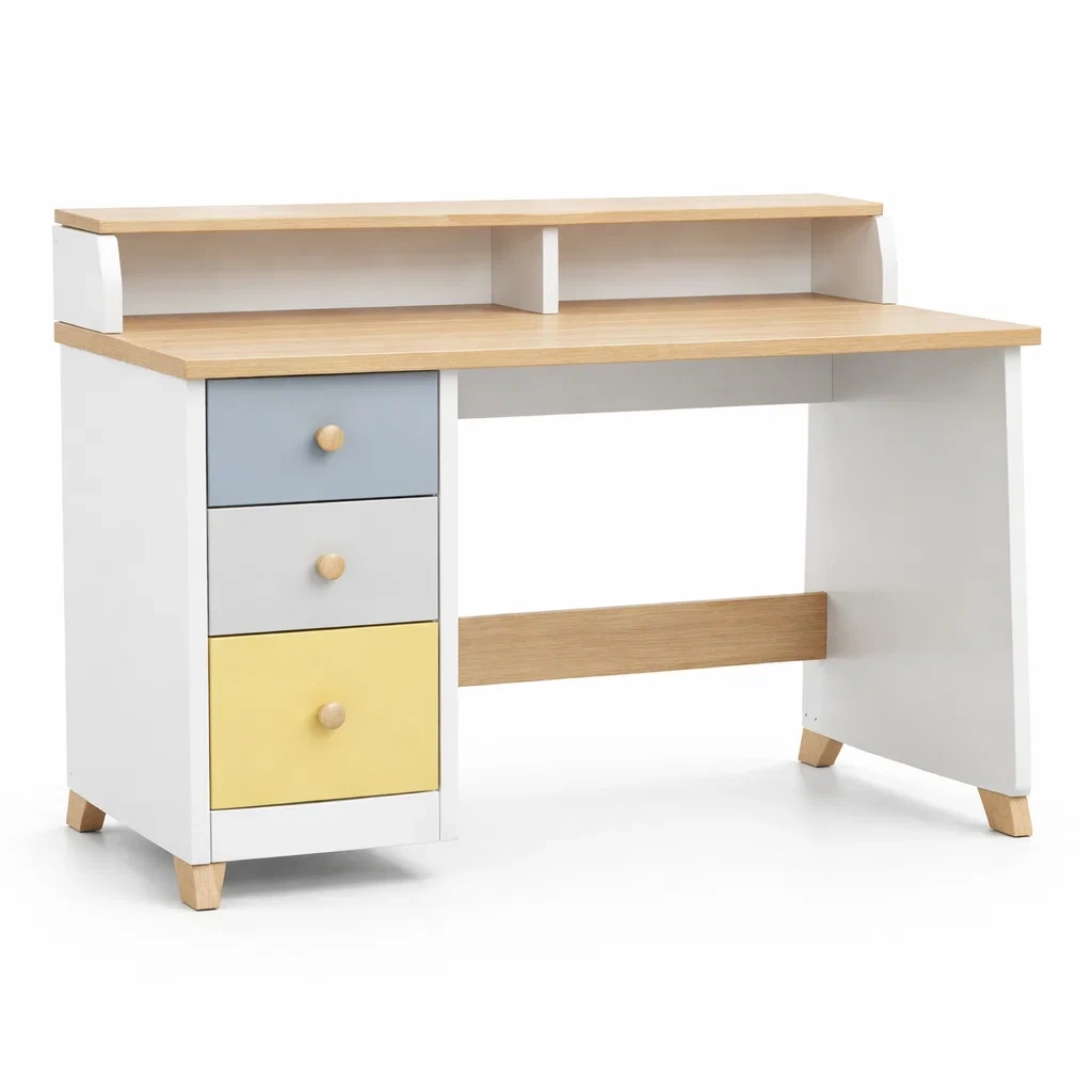 Scrivania in legno e mdf multicolore con cassetti-CHICLIVINGVIBES