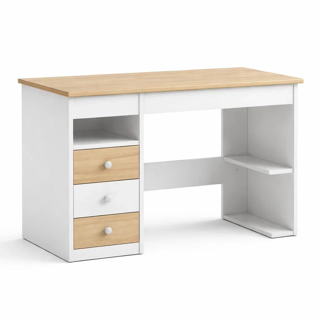 Scrivania in legno con cassetti-CHICLIVINGVIBES