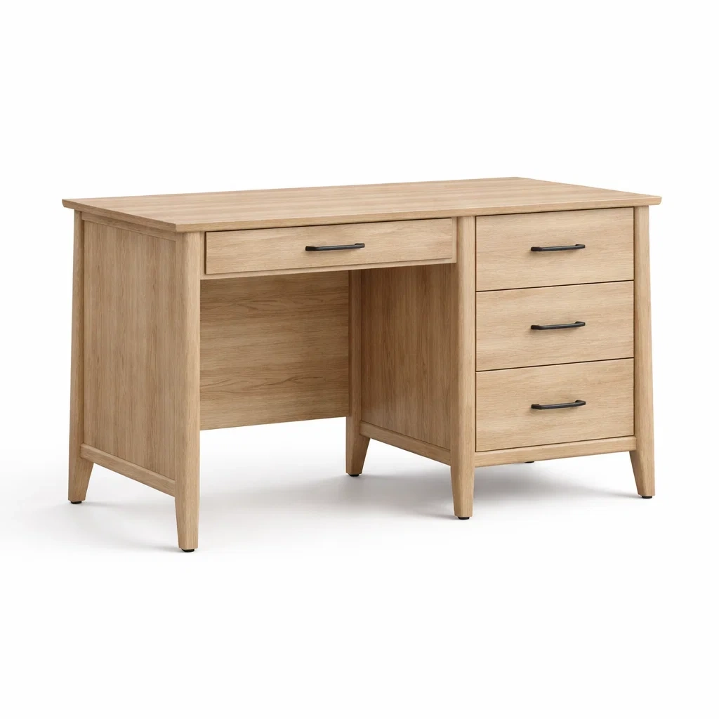 Scrivania in legno di rovere con quattro cassetti-CHICLIVINGVIBES