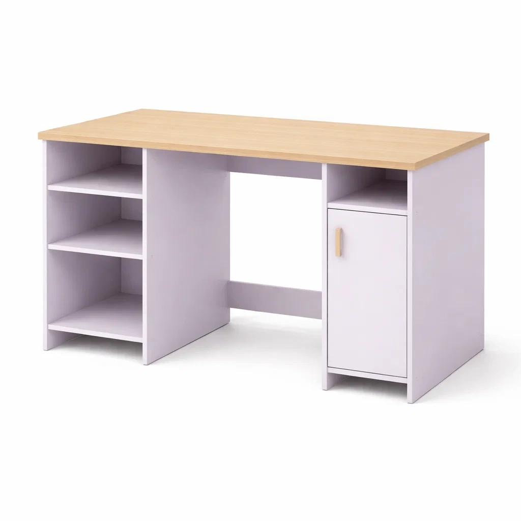 Scrivania in legno e mdf con scaffali e armadietto-CHICLIVINGVIBES