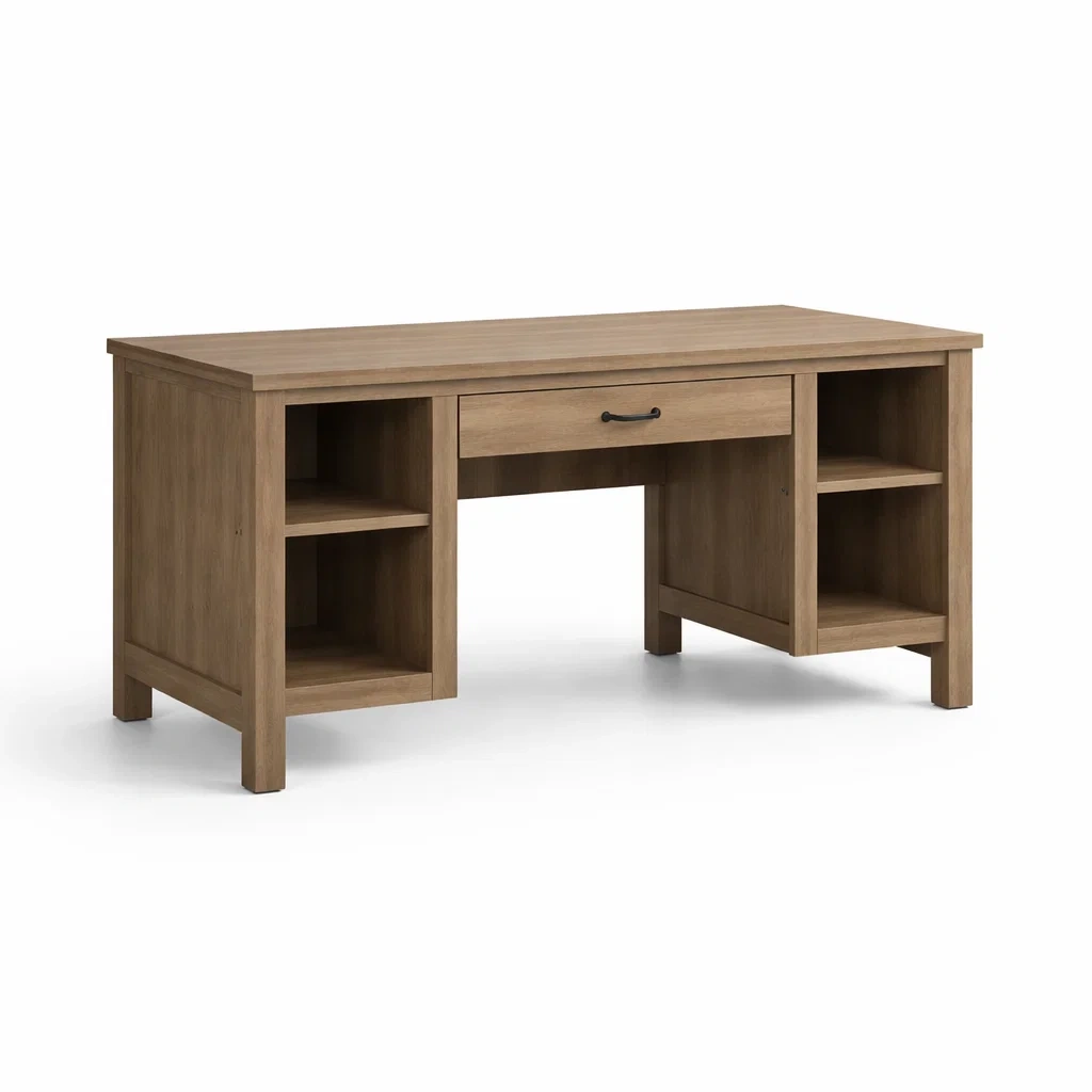 Scrivania in legno con cassetto e scaffali regolabili-CHICLIVINGVIBES