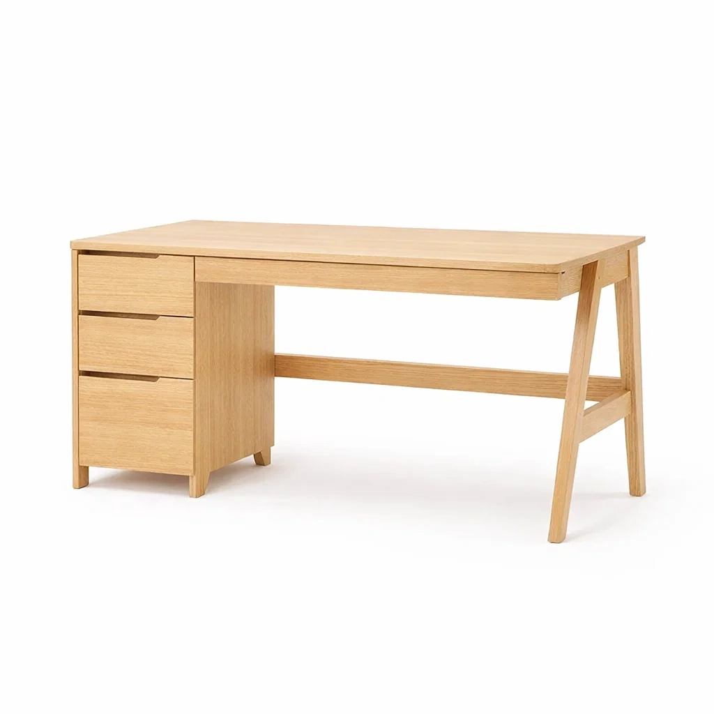 Scrivania in legno di rovere con cassetti-CHICLIVINGVIBES