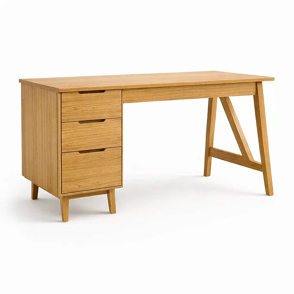 Scrivania in legno con tre cassetti-CHICLIVINGVIBES