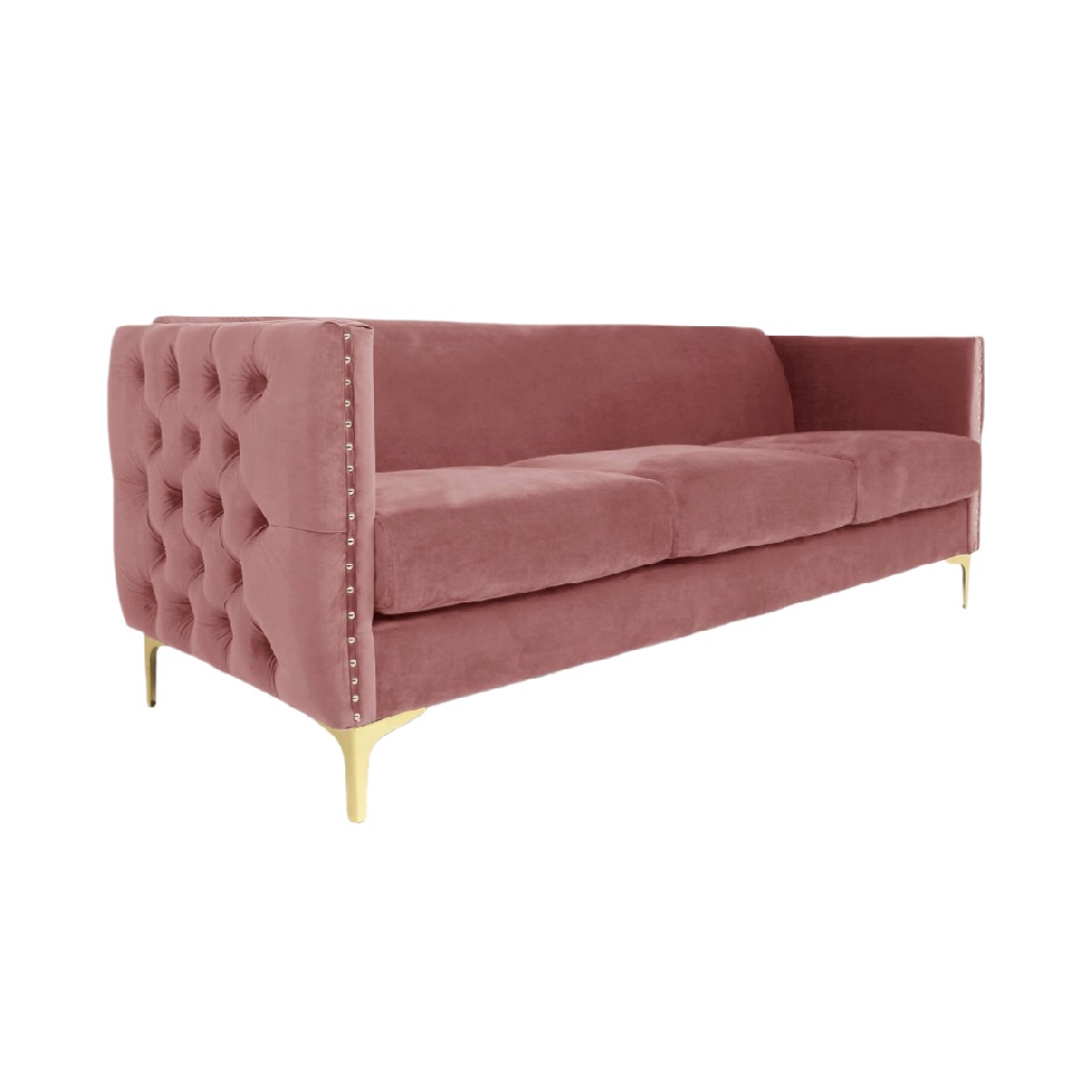 Canapé en velours avec des pieds en métal - 200 x 90 x 80-vellinahome.com