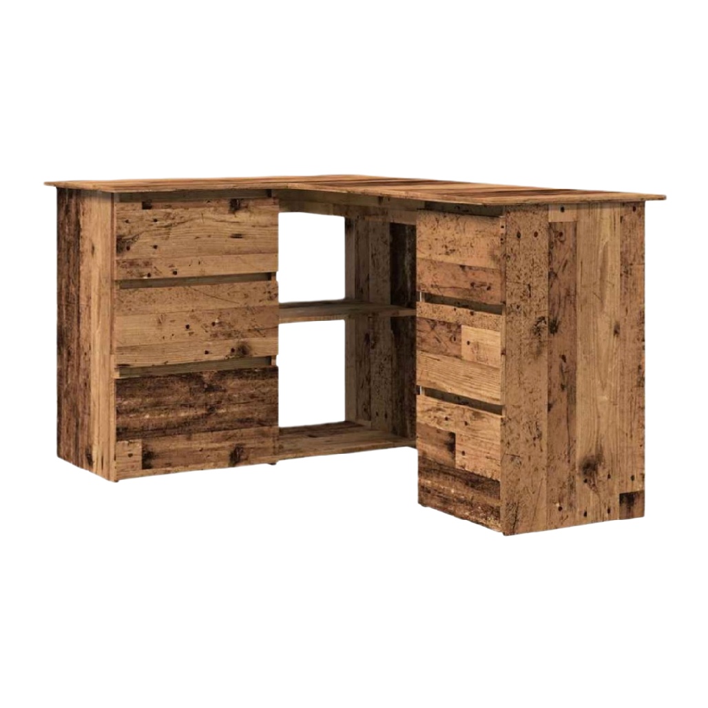 Bureau d'angle en bois recyclé pour espace de travail - 150 x 75 x 75-vellinahome
