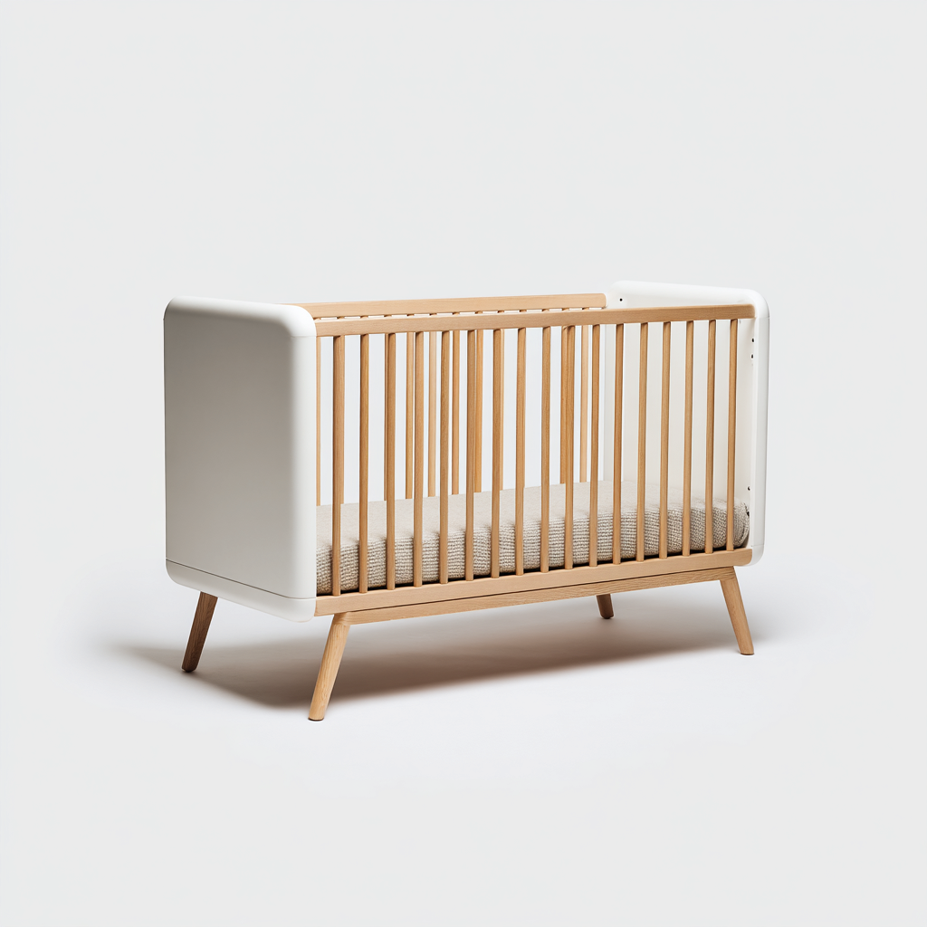 Lettino per bambini in legno composito 129x71x87 cm bianco - legno naturale design moderno per camera da letto-Oakgoden