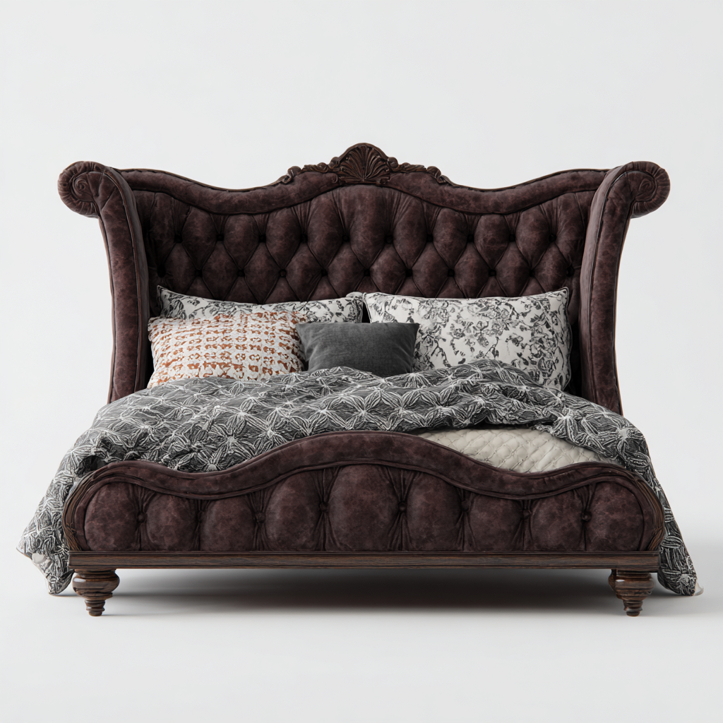 Doppelbett Samt 218x186x150 cm - Dunkelbraun - Klassisches Design-Roomupbay