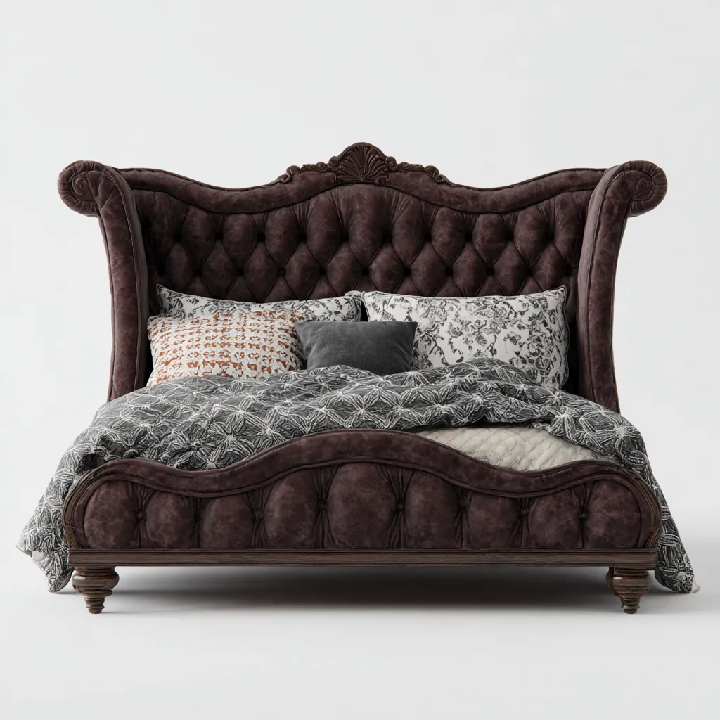 Doppelbett Samt 218x186x150 cm - Dunkelbraun - Klassisches Design-Roomupbay