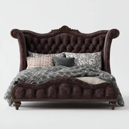 Doppelbett Samt 218x186x150 cm - Dunkelbraun - Klassisches Design-Roomupbay