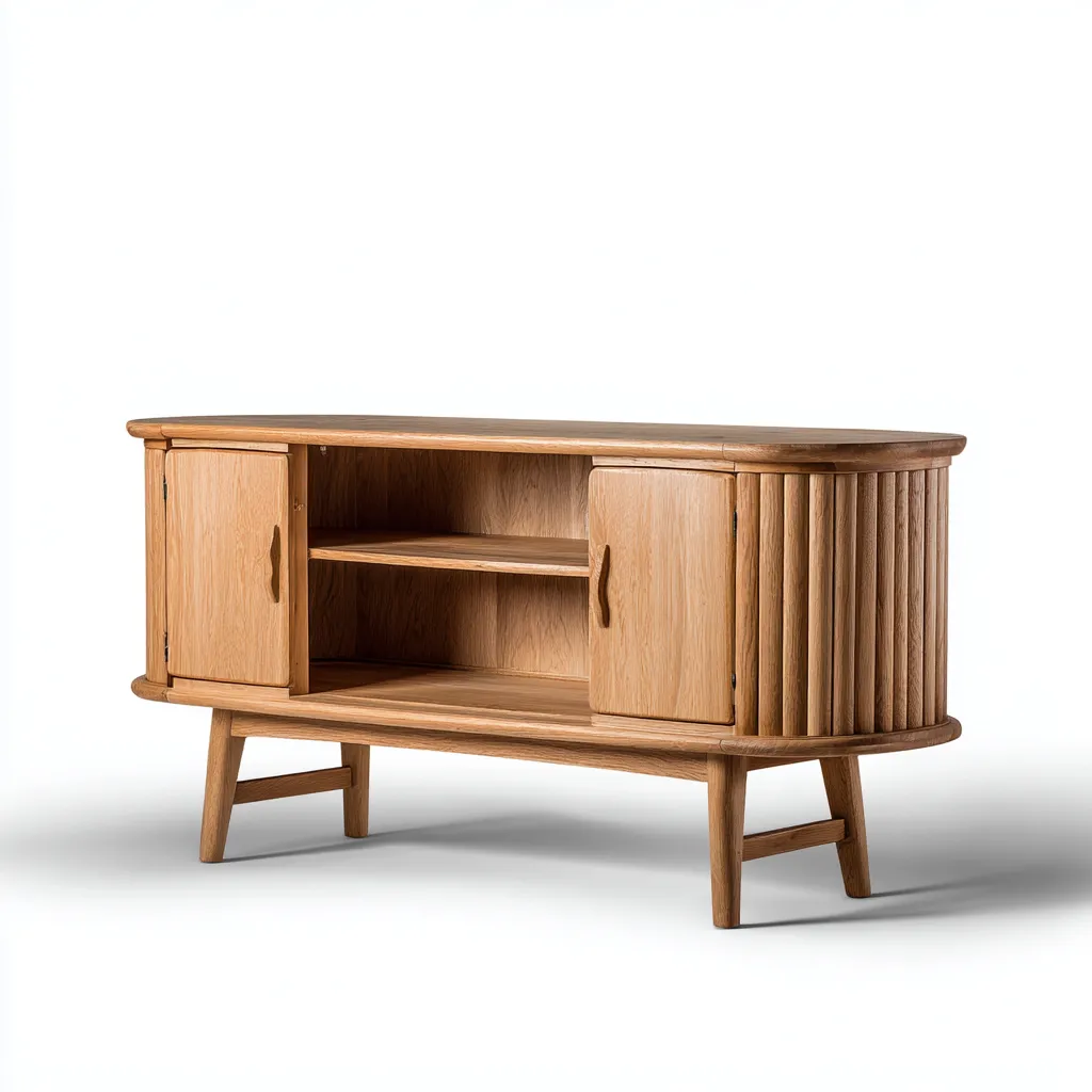 Fernseh Lowboard - Holz - 130x45x70 cm - Natur - Modernes Design für Wohnzimmer-Roomupbay