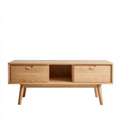 Fernseh Lowboard Massivholz 110x40x55 cm Natur Modernes Design-Roomupbay