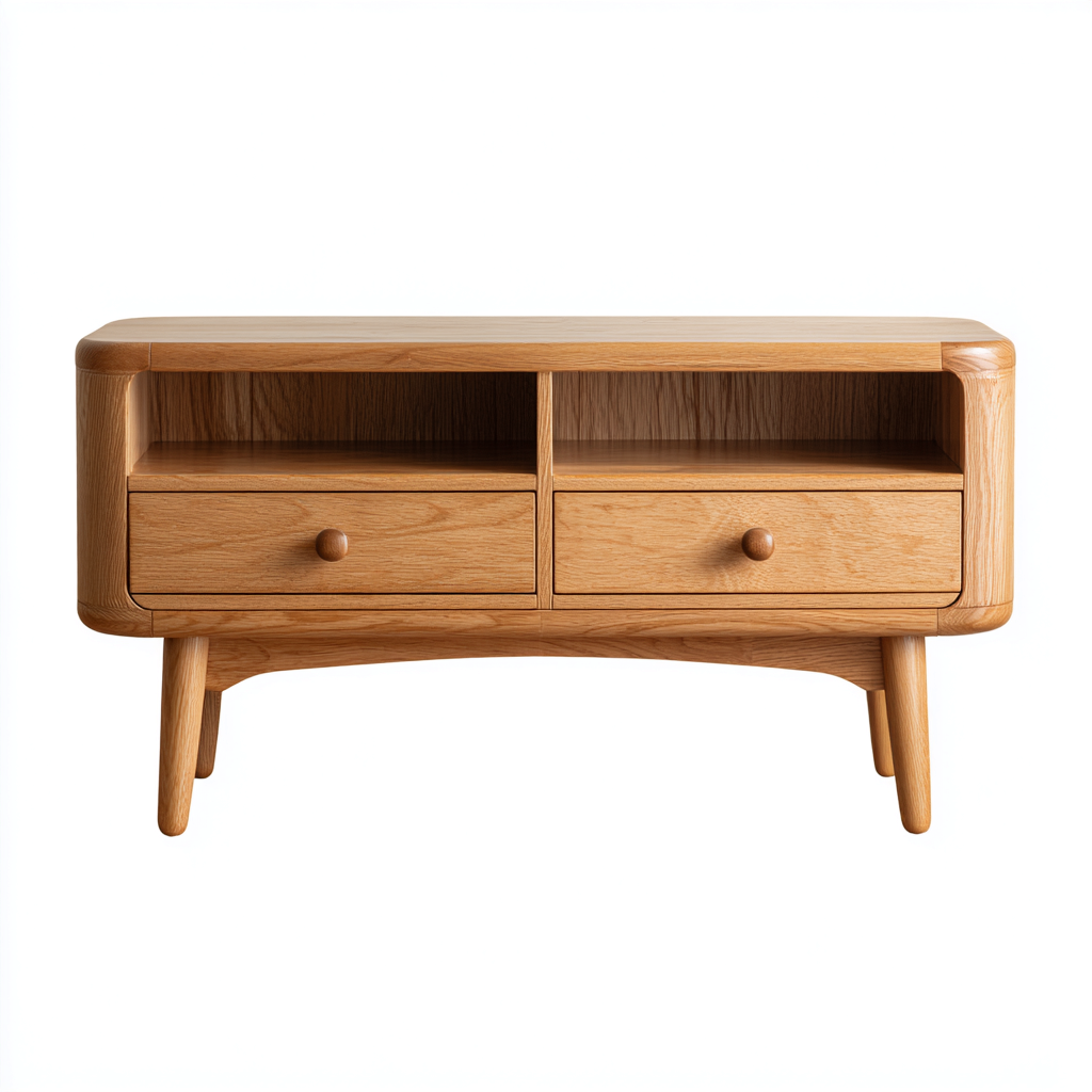 Fernseh Lowboard aus Eiche mit 2 Schubladen - 100x40x50 cm - Modernes Design mit offenen Fächern-Roomupbay