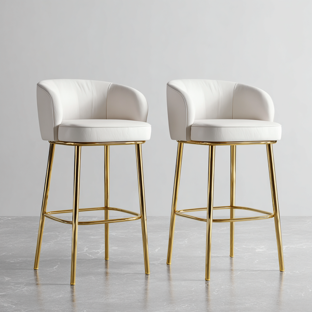 Tabouret de bar blanc-or 50x50x95 cm - design moderne-Havengohut