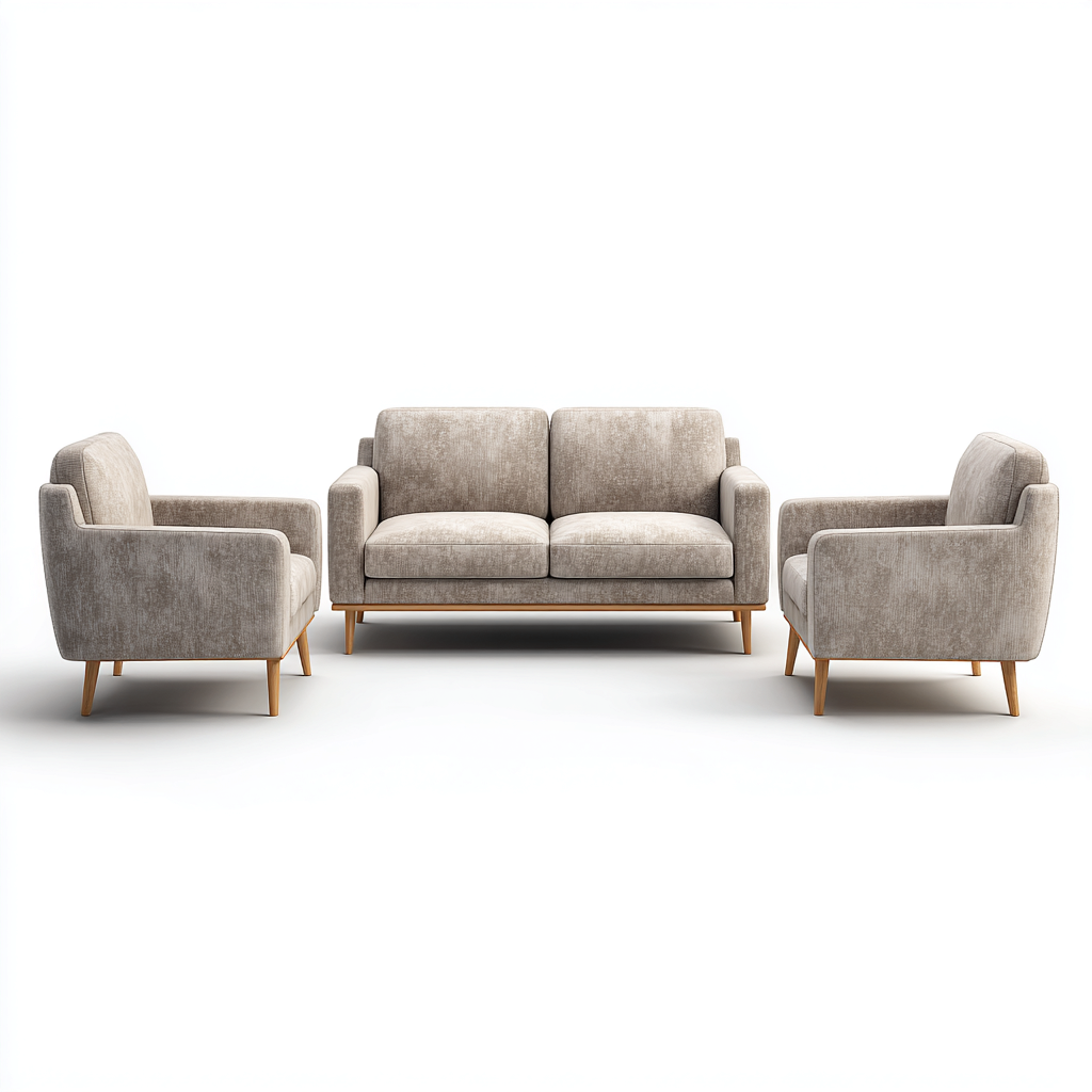 Ensemble de canapés tissu rembourré pour salon 2-1-1 places 190x88x80 cm - beige - style moderne-Havengohut