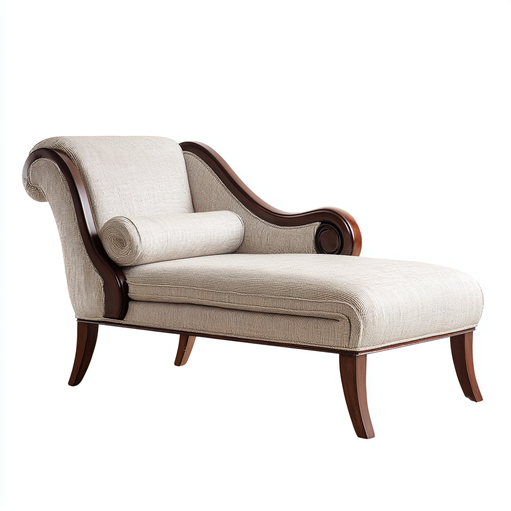 Chaise longue tissu 175x70x90 cm beige-brun style classique-Havengohut