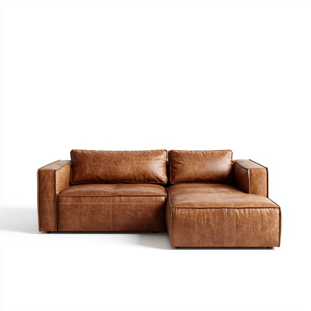 Canapé d'angle cuir 250x160x85 cm - marron - design moderne - adapté au salon-Havengohut