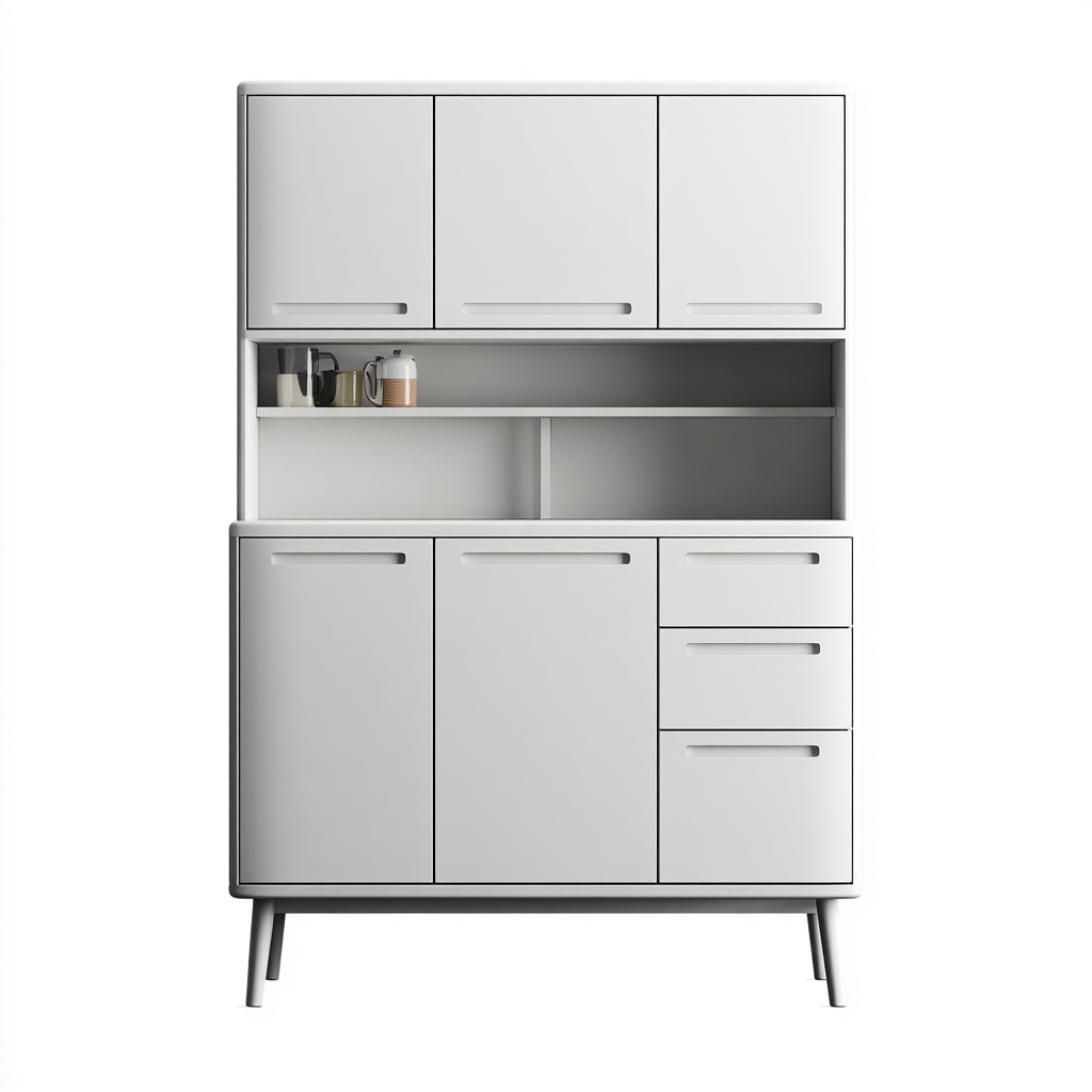 Meuble de rangement de cuisine en panneaux MDF 120x40x180 cm - blanc - design moderne pour cuisine-Havengohut