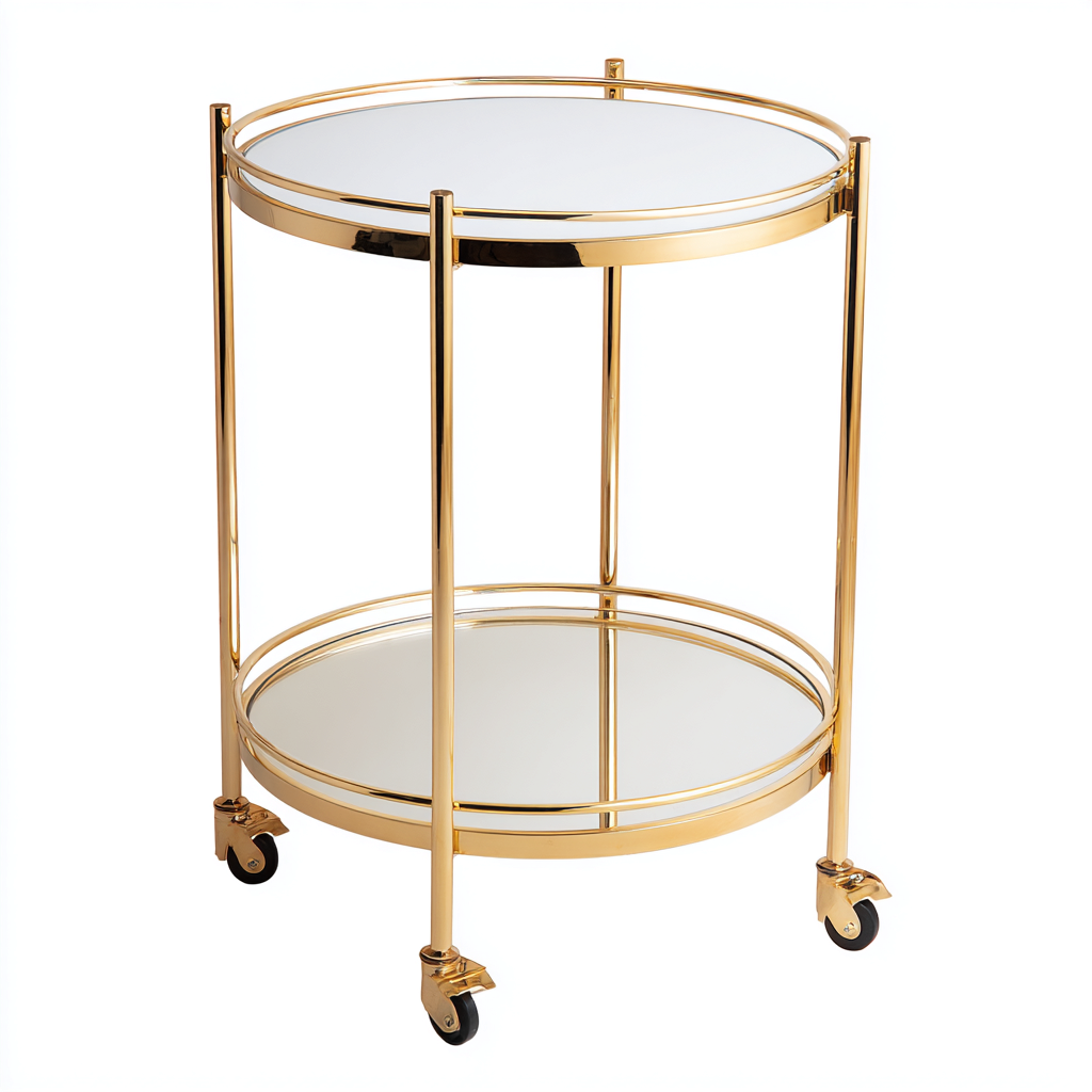 Desserte ronde 45x45x75 cm doré-blanc - design élégant-Havengohut