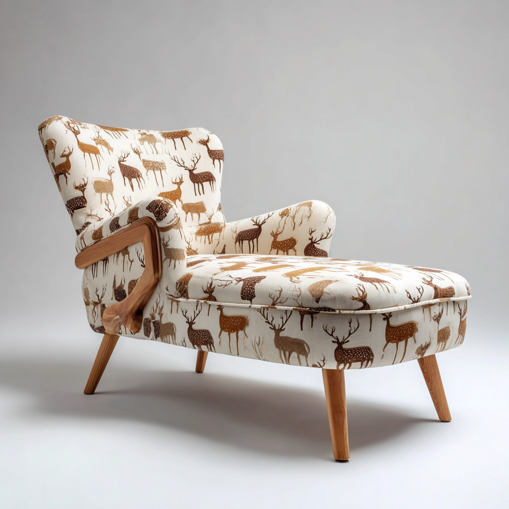 Chaise longue rembourrée avec accoudoirs 168x78x80 cm - blanc et marron - style scandinave-Havengohut