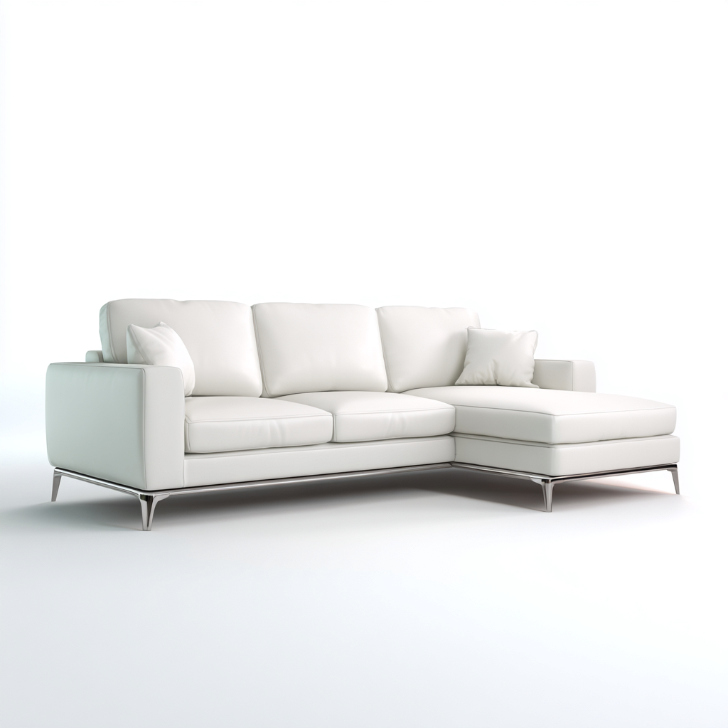 Canapé d'angle rembourré en cuir synthétique 260x170x85 cm - blanc - design moderne-Havengohut
