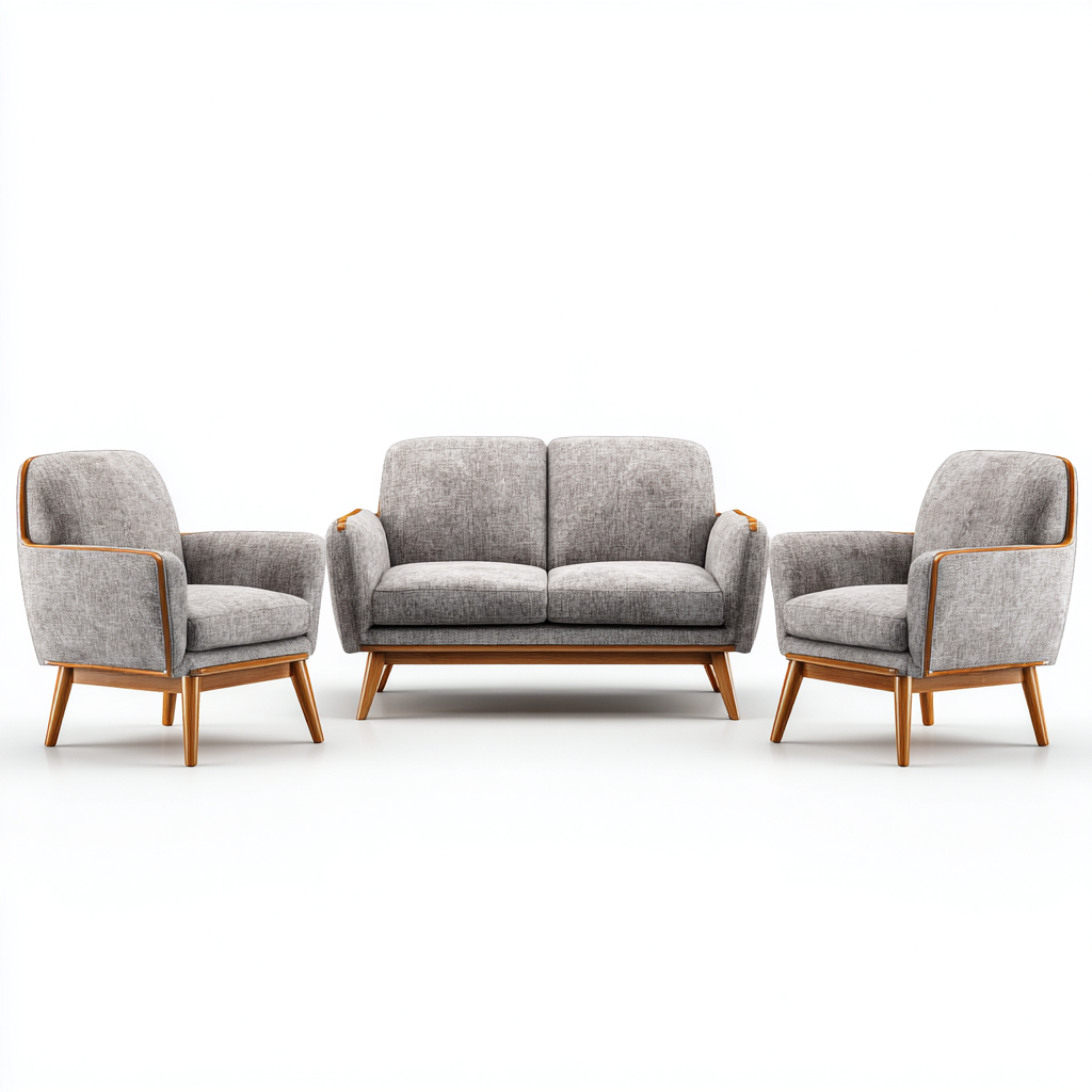 Ensemble de canapés tissu bois 150x85x85 cm - gris - design moderne - adapté au salon-Havengohut