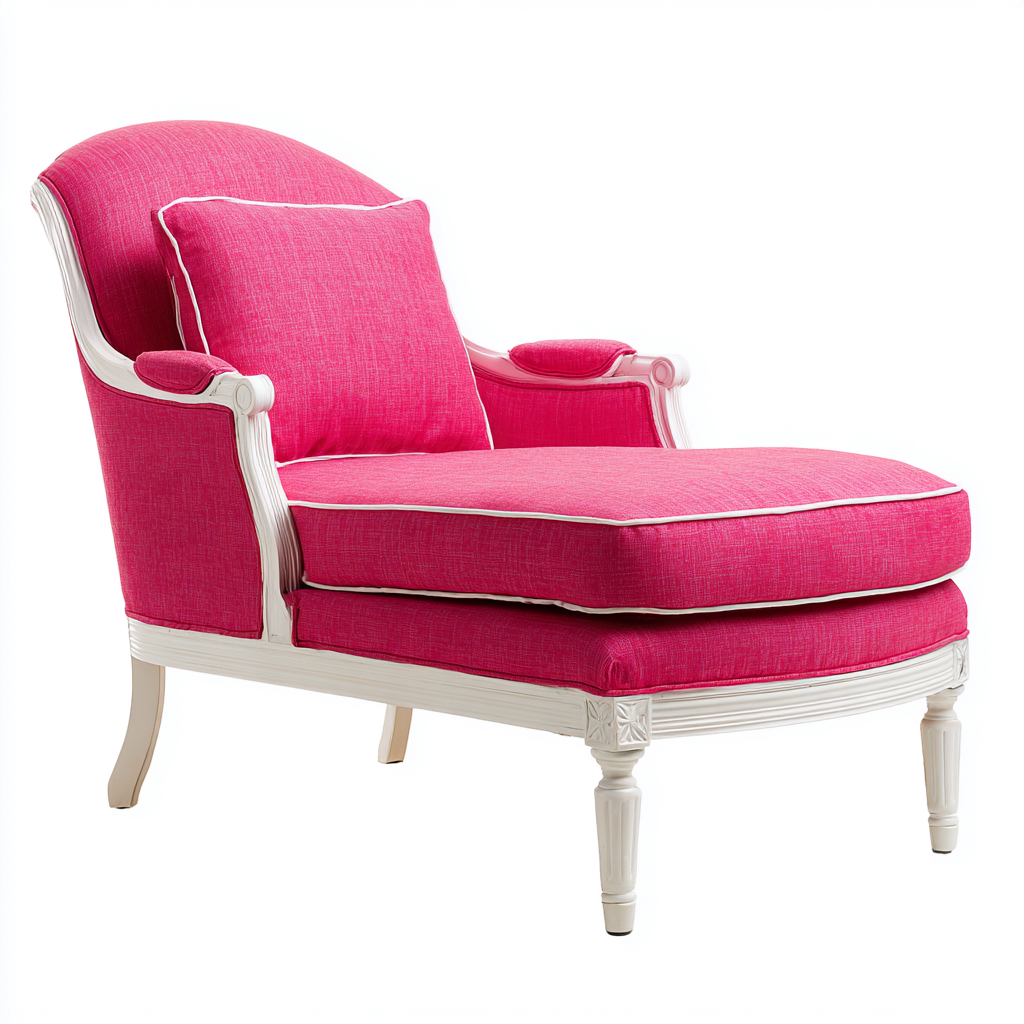 Chaise longue tissu bois 170x75x95 cm - rose - design classique - adapté au salon-Havengohut