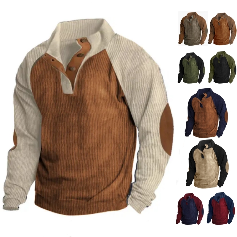 Lässiges Outdoor-Sweatshirt mit Raglanärmeln und Stehkragen für Herren