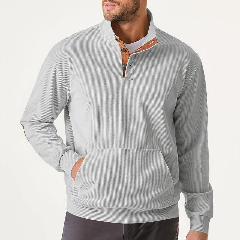 Lässiger Pullover mit langen Ärmeln und Stehkragen für Herren mit Tasche