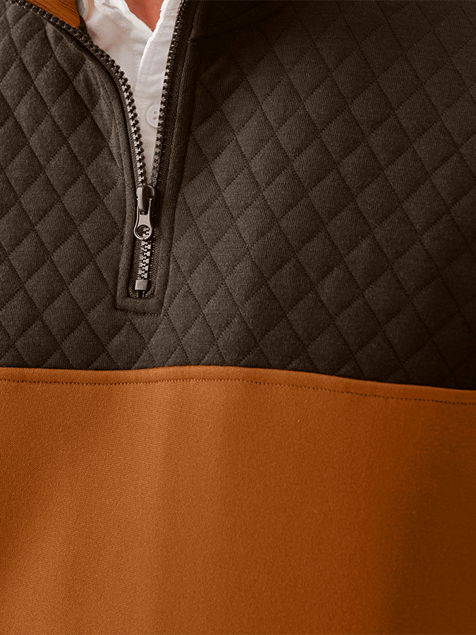 Men's Fashionable Color Block Half Zip Outdoor Casual Sweatshirt