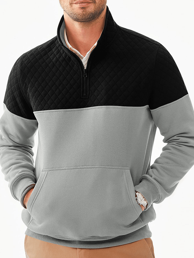 Men's Fashionable Color Block Half Zip Outdoor Casual Sweatshirt