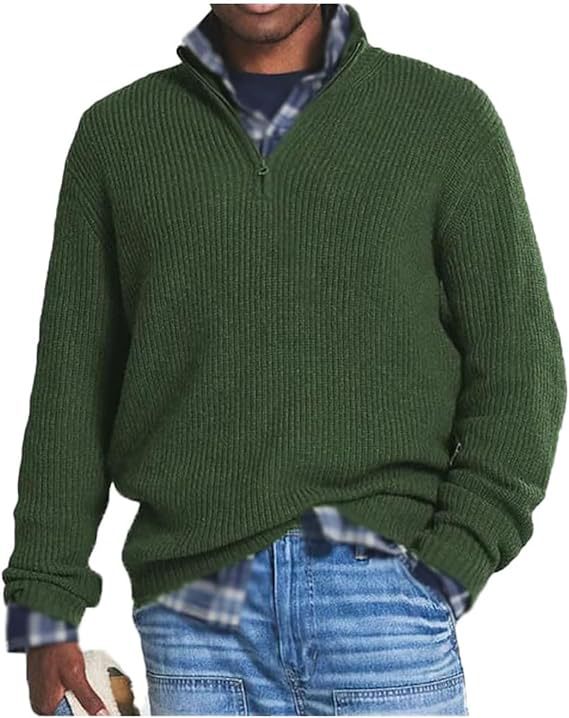 Herrenpullover aus Kaschmir mit Reißverschluss und Business-Casual-Muster