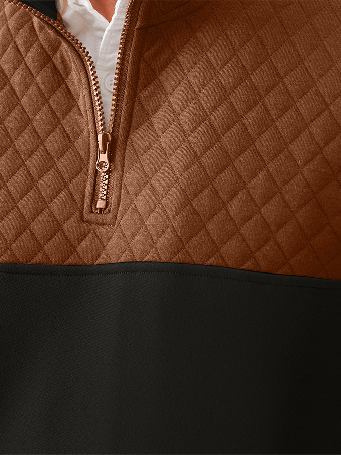 Men's Fashionable Color Block Half Zip Outdoor Casual Sweatshirt