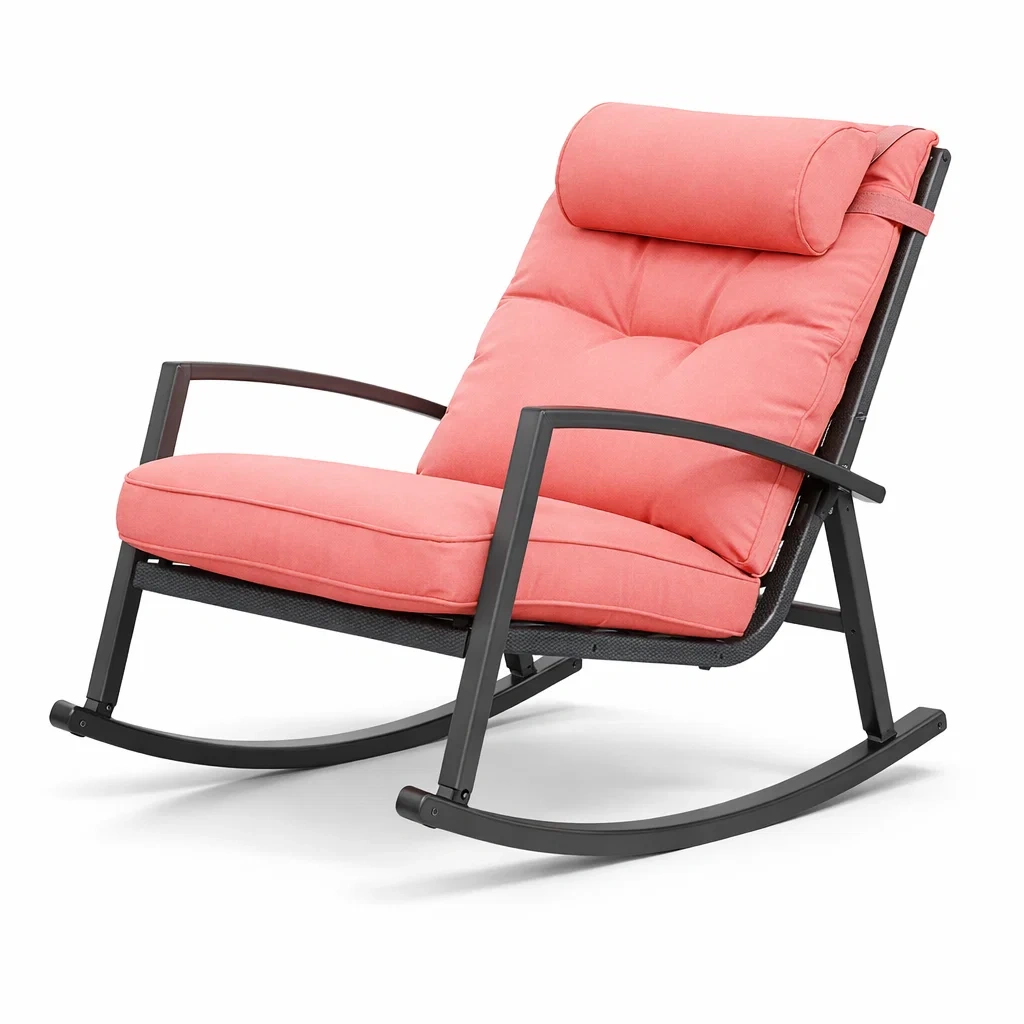 Fauteuil à bascule d’intérieur en acier et polyester corail-Dream Oasis Living