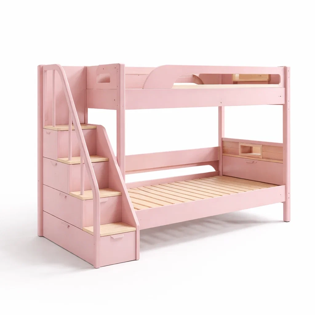Lit superposé en bois avec escaliers et tiroirs 200x90 cm-Dream Oasis Living
