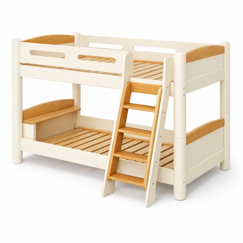 Lit superposé en bois crème et bois-Dream Oasis Living