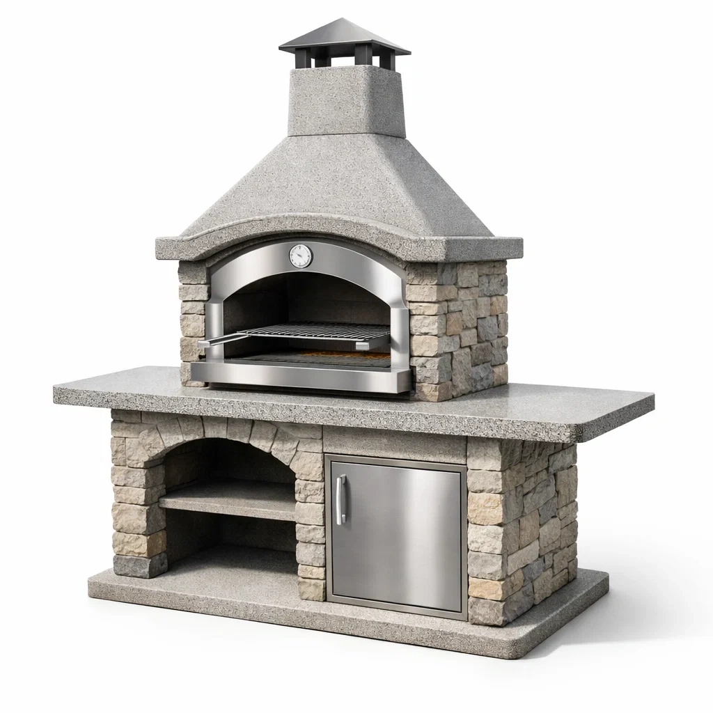 Pizza oven en pierre et acier inoxydable 115x90x210 cm-Dream Oasis Living