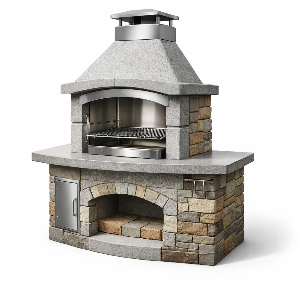 Pizza oven en pierre et acier inoxydable avec cheminée-Dream Oasis Living