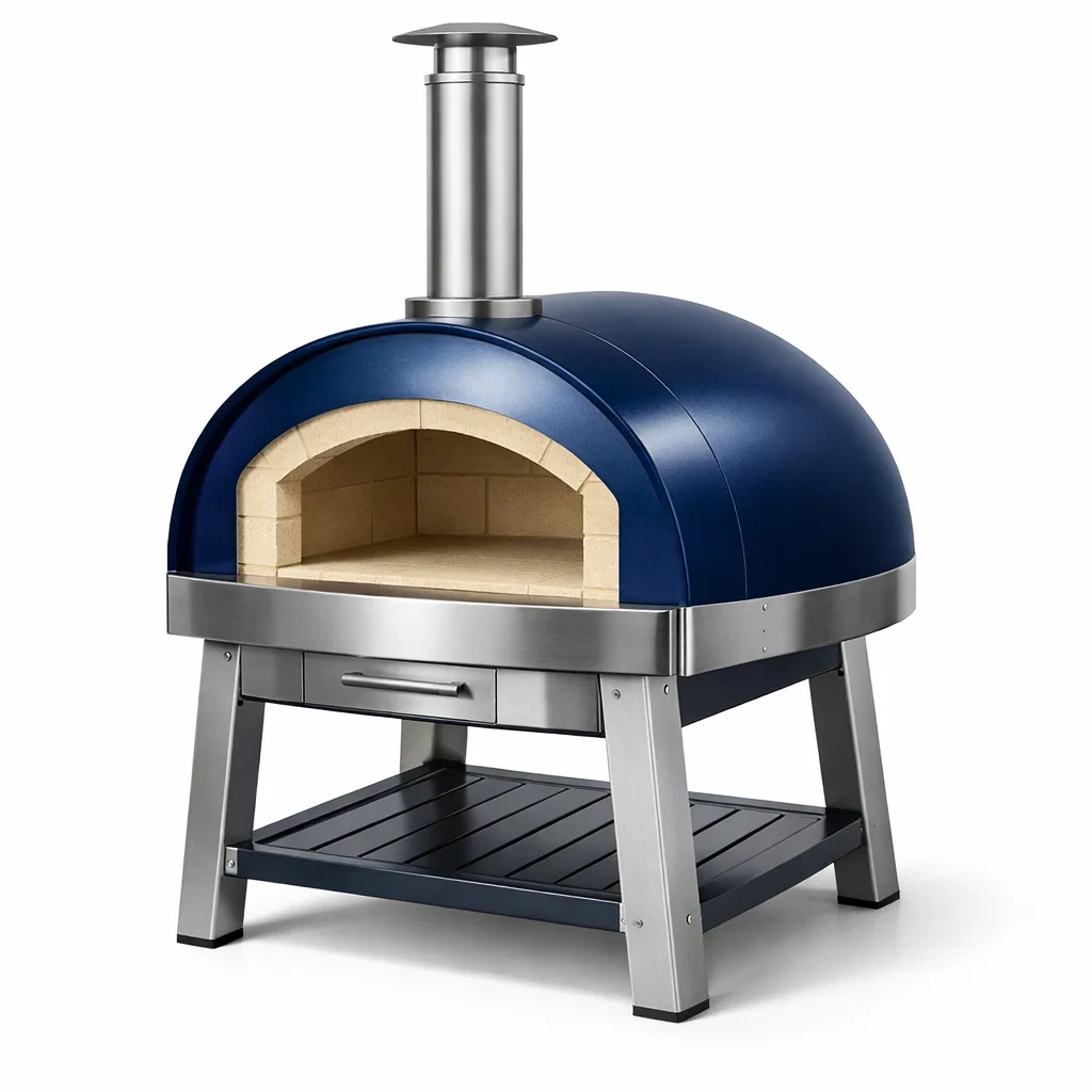 Pizza oven en acier et briques réfractaires bleu-Dream Oasis Living