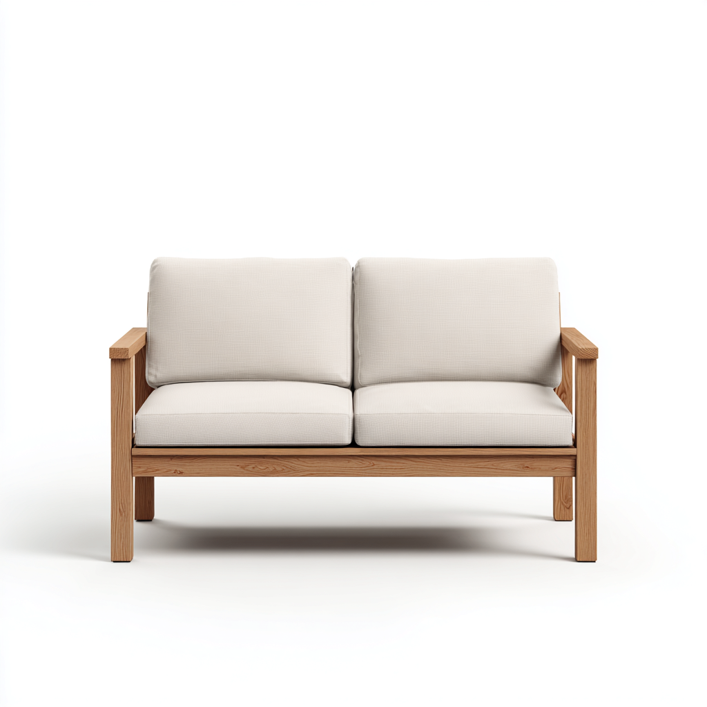 Gartensofa-Holz-Textil-160x78x82 cm-Natur-Weiß-Modernes Design-Homiupnest