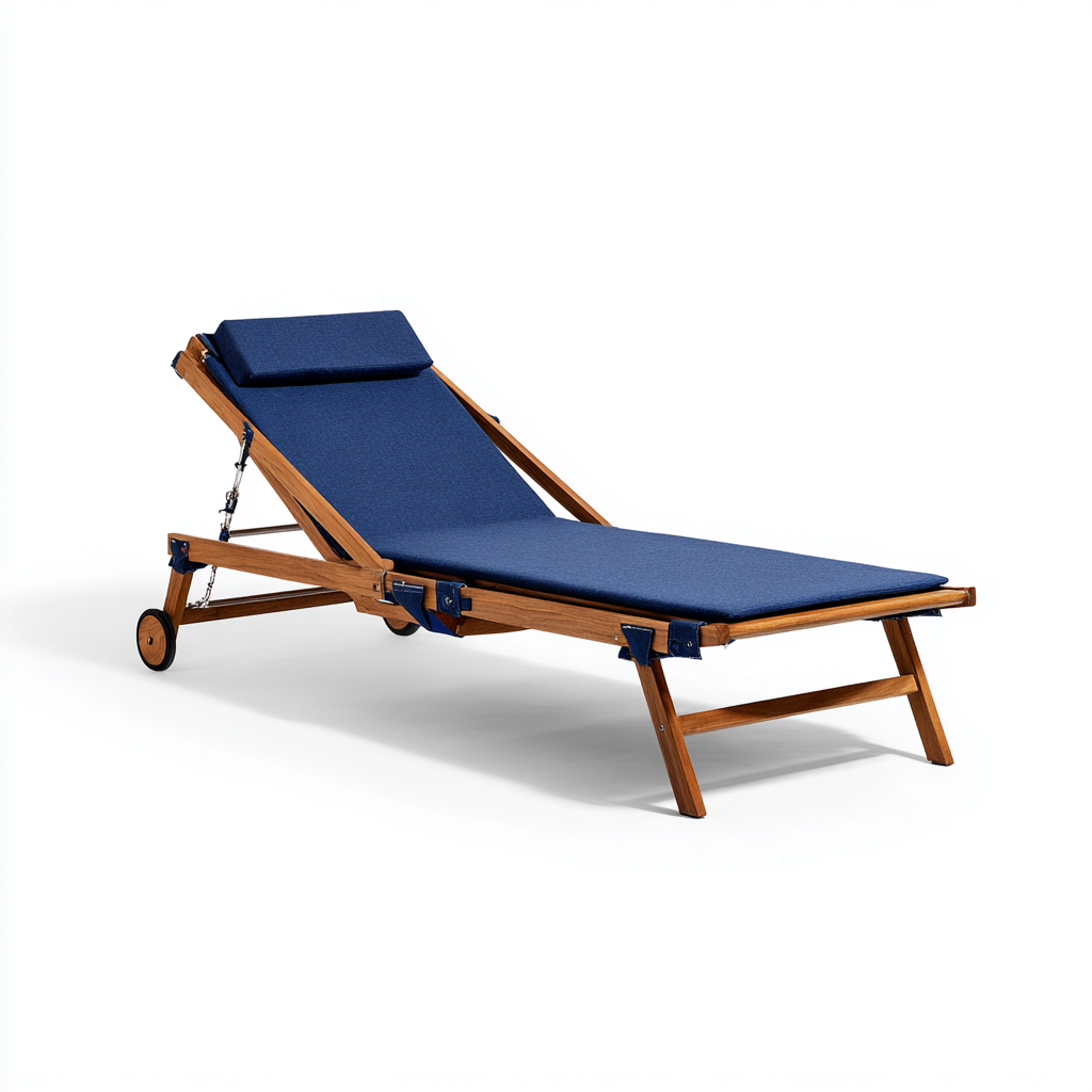 Sonnenliege-Holz-Stoff-201x64x88 cm-Blau-Braun-Gartenstil-Homiupnest