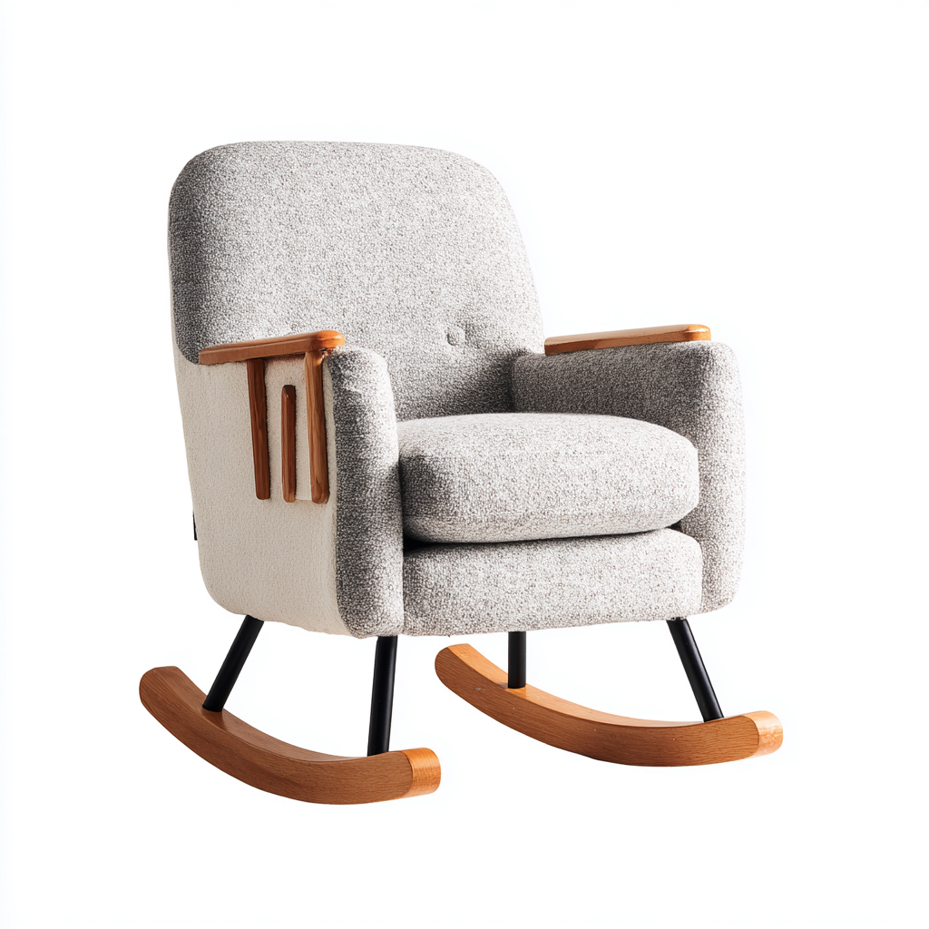 Schaukelstühle-Stoff-Metall-Holz-100x70x105 cm-Grau-Weiß-Modernes Design-Homiupnest