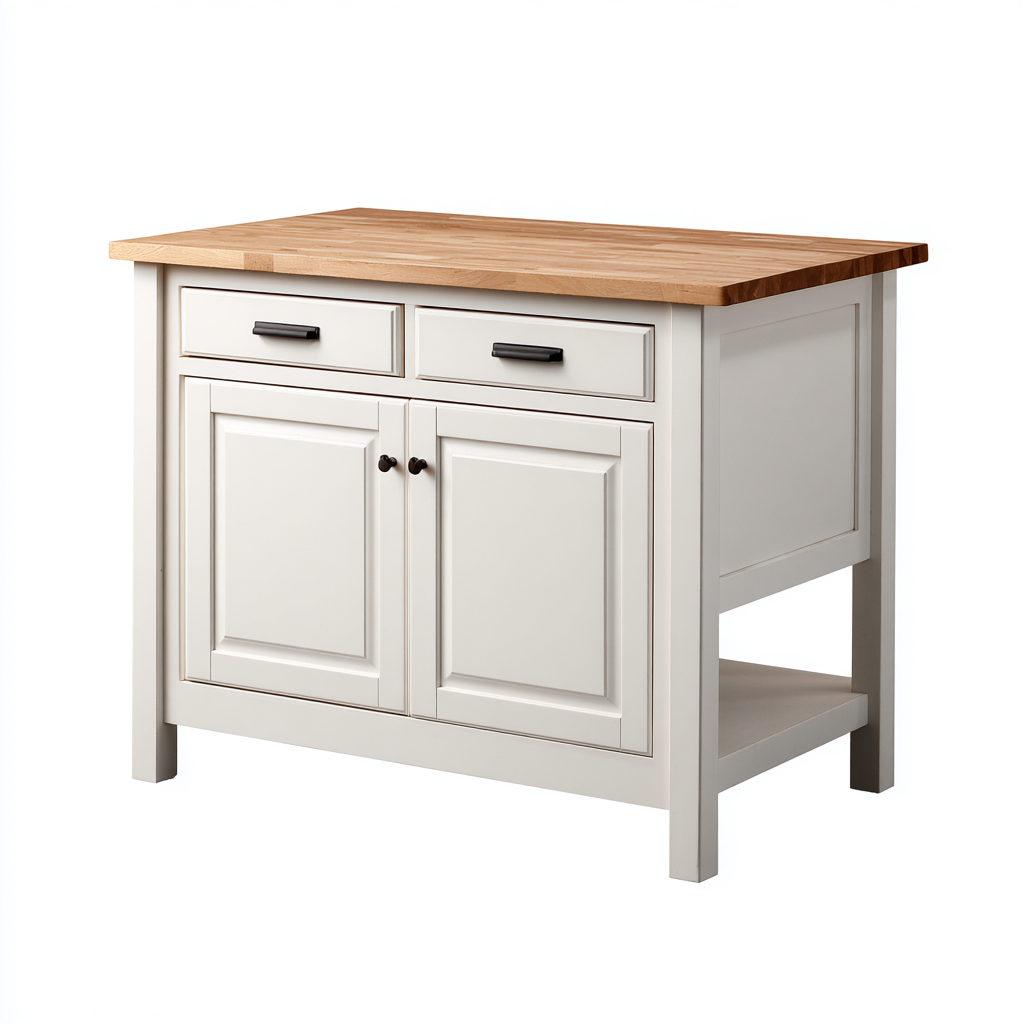 Kücheninsel - Holz - 100x60x90 cm - Weiß-Natur - Modernes Design-Homiupnest
