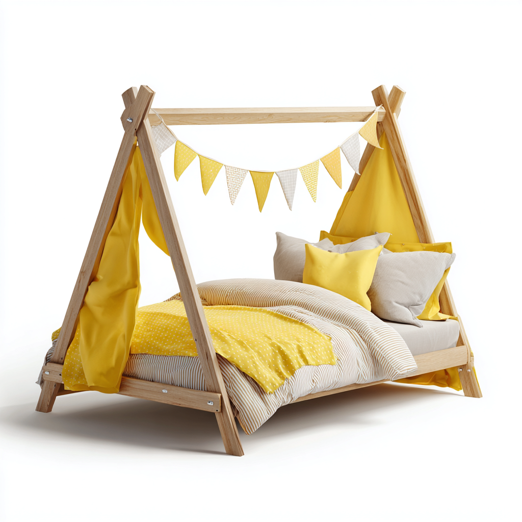 Kinderbett - Massivholz - 160x80x130 cm - Natur - Tipi Design-Homiupnest