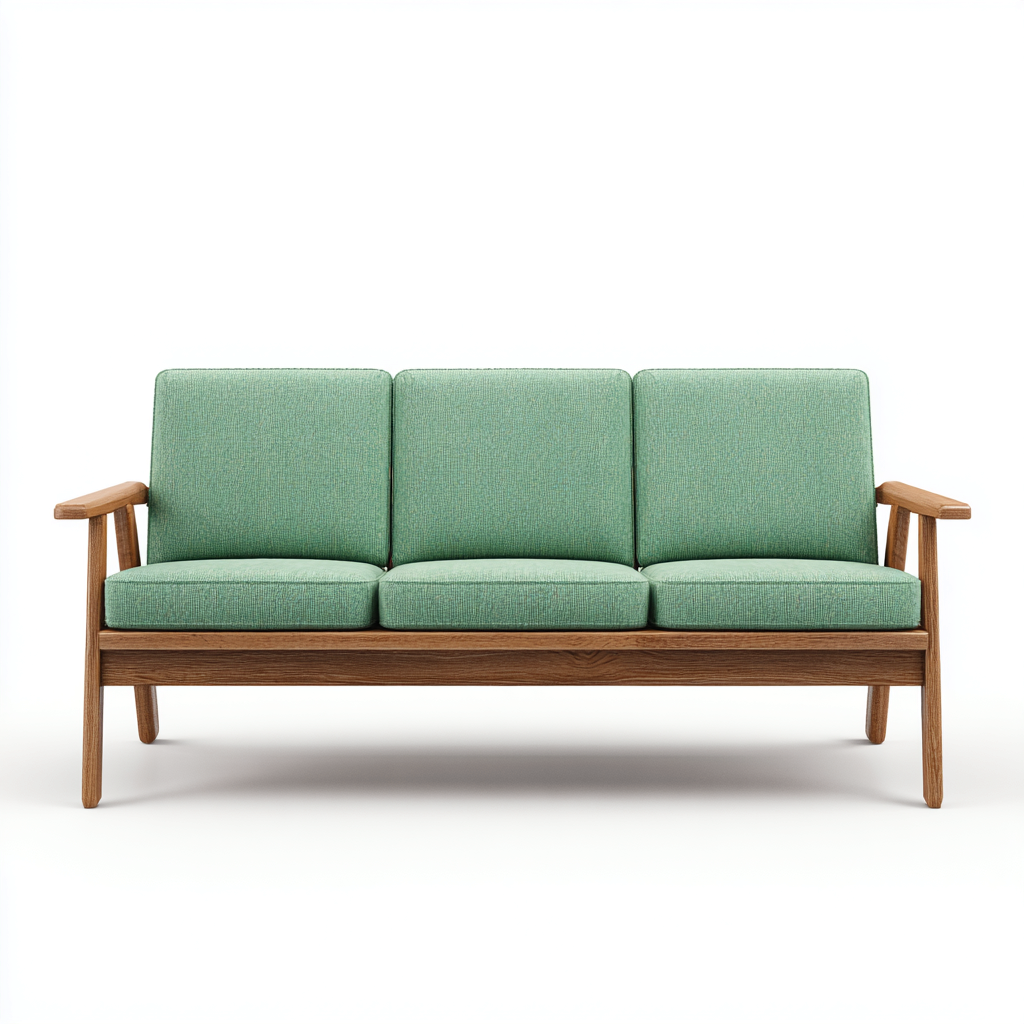 Gartensofa-Holz-Stoff-210x77x84 cm-Minzgrün-Natur-Modernes Design-Homiupnest