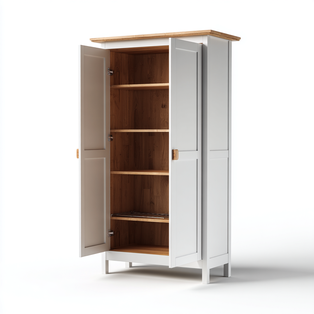 Küchenschrank - Massivholz - 90x45x185 cm - Weiß-Natur - skandinavisches Design-Homiupnest