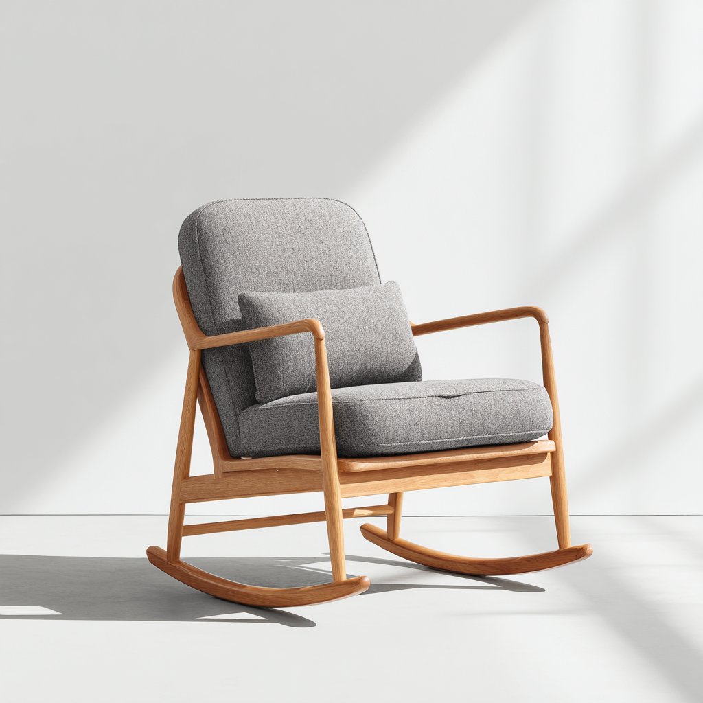 Schaukelstühle-Stoff-Holz-100x70x105 cm-Grau-Holzakzent Design-Homiupnest